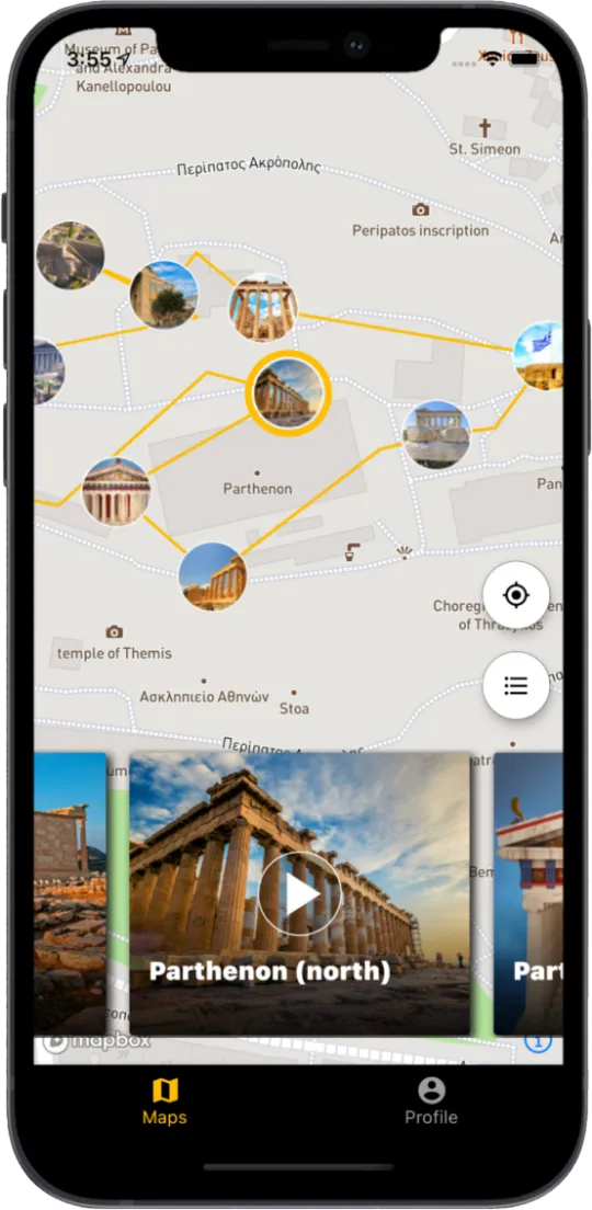visit acropolis with a guided tour on mobile application-offline map